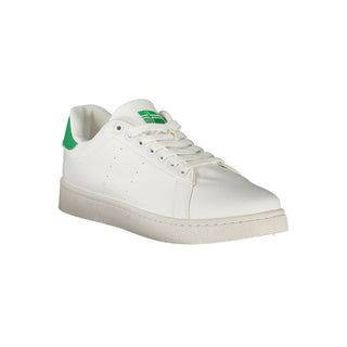 White polyurethane men's sneaker by Norway 1963, showcasing a sleek design with laces and a comfortable rubber sole.