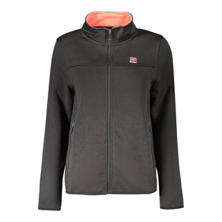 Black polyester women's sweatshirt by Norway 1963 featuring a relaxed fit and ribbed cuffs.