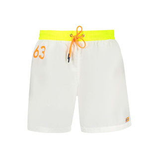 Men's swim boxer in white polyamide by Norway 1963, featuring a snug fit and elastic waistband, suitable for swimming and beachwear.