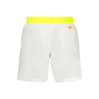 Men's white nylon swim boxer briefs by Norway 1963, featuring a comfortable fit and sleek design.