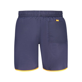 Blue Poliammide men's swimwear boxer from Norway 1963 featuring a fitted design and elastic waistband.