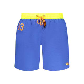 Blue nylon men's swim boxer by Norway 1963, featuring a comfortable fit and classic design for swimming and beachwear.