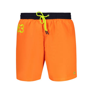 Orange nylon men's swim boxer shorts by Norway 1963, featuring a comfortable fit and sporty design.