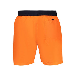 Orange men's swim boxer in nylon-polyamide fabric by Norway 1963, designed for comfort and active beachwear.