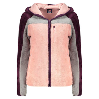 Rosa polyester women's sweatshirt by Norway 1963, featuring a soft fabric and casual fit, displayed on a hanger.