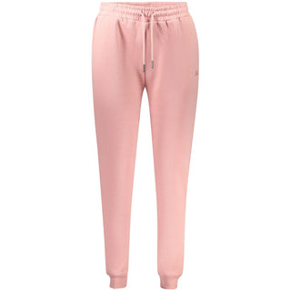 Pink cotton women's sweatpants by Norway 1963, showing a relaxed fit with elastic waist and cuffs, perfect for casual wear.
