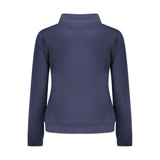 Blue cotton women's sweatshirt by Norway 1963, featuring a relaxed fit and casual style, shown on a model.