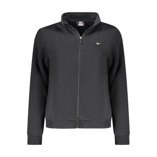 Black cotton women's sweatshirt by Norway 1963, featuring a comfortable fit and casual style.