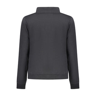 Black cotton women's sweatshirt by Norway 1963 with a relaxed fit, featuring a crew neckline and long sleeves.