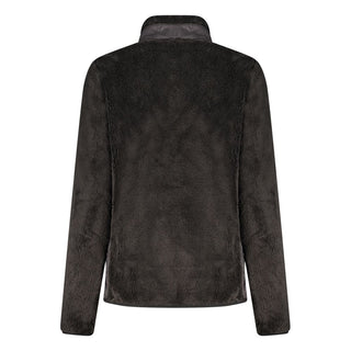 Black polyester women's sweatshirt by Norway 1963, featuring a casual fit and ribbed cuffs, shown on a model.