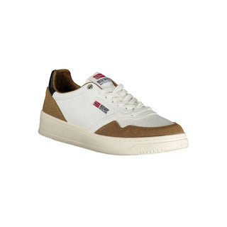 Norway 1963 Bianco polyurethane men's sneaker with white finish and casual sporty design, featuring laces and textured sole.