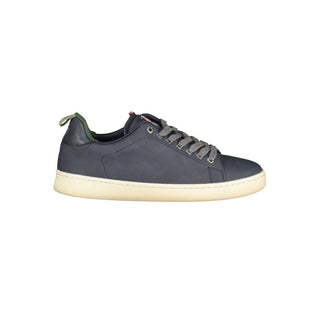 Blue polyurethane men's sneaker by Norway 1963 featuring a sleek design and white rubber sole.