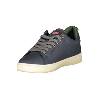 Blue polyurethane men's sneaker by Norway 1963 featuring a sleek design and white sole, perfect for casual wear.