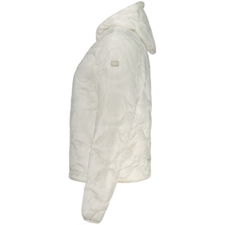 Norway 1963 Bianco Poliammide women's jacket displayed on a hanger, featuring a sleek, lightweight design in a neutral color.