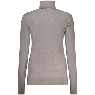 Gray viscose women's sweater by Norway 1963, featuring a comfortable fit and stylish design, shown on a model.