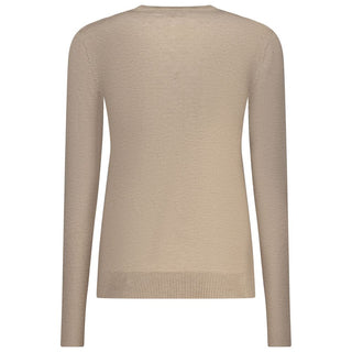 Beige viscose women's sweater by Norway 1963, featuring a cozy knit design and long sleeves, displayed on a mannequin.