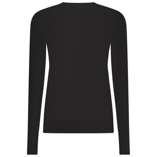 Black viscose women's sweater by Norway 1963, featuring a cozy knit design and classic fit, shown on a mannequin.