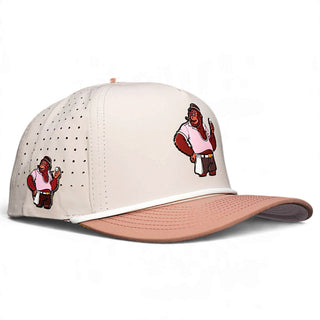 Logie Joe's Golf orangutan snapback hat with magnetic ball marker holder, adjustable ape tan cap, and included marker.