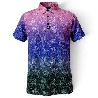 Men's Constellation golf polo by Logie Joe's Golf, performance stretch moisture-wicking athletic shirt