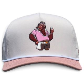 Logie Joe's Golf orangutan-themed snapback hat with magnetic ball marker holder and included marker, adjustable ape tan cap.