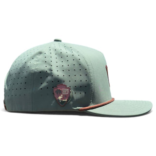 Estero Outpost golf snapback hat by Logie Joe's Golf with built-in magnetic ball marker holder and marker