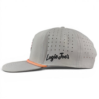 Logie Joe's Golf Fossil Fairway snapback golf hat with built-in magnetic ball marker holder and included marker, adjustable fit.