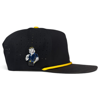 White tiger snapback golf hat by Logie Joe's Golf with magnetic ball marker holder and adjustable fit, featuring a stylish tiger design.