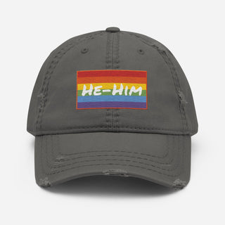 He-Him | Distressed Dad Hat - Dark Yarn