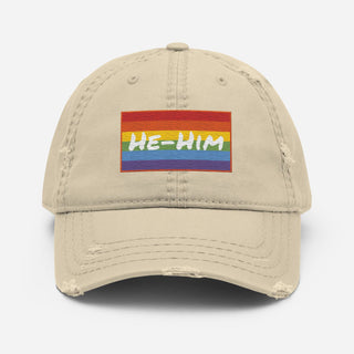 He-Him | Distressed Dad Hat - Dark Yarn