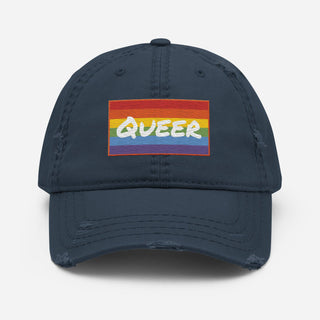 Queer | Distressed Baseball Hat - Dark Yarn