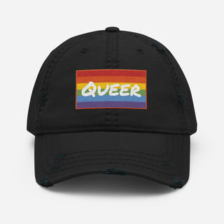 Queer | Distressed Baseball Hat - Dark Yarn