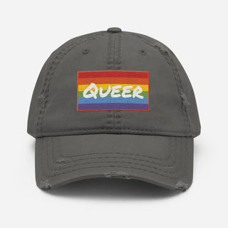 Queer | Distressed Baseball Hat - Dark Yarn