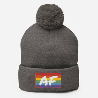 Gay AF | PomPom Beanie - Dark Yarn