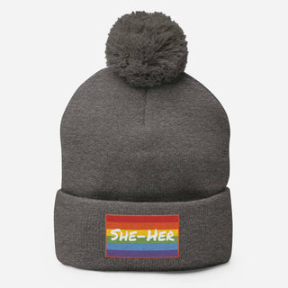 She-Her | PomPom Beanie - Dark Yarn