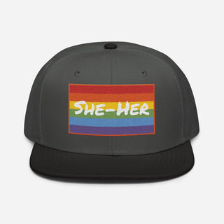 She-Her | Black Bill Snapback - Dark Yarn