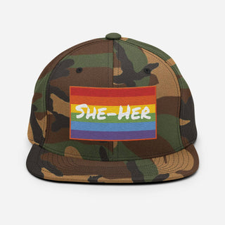 She-Her | CAMO Snapback - Dark Yarn