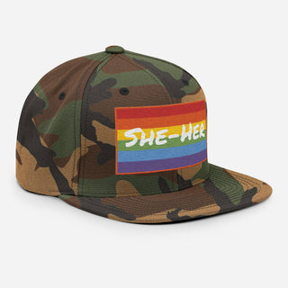 She-Her | CAMO Snapback - Dark Yarn