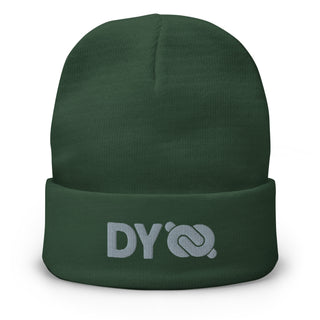 Dark Yarn CozyCore™ cotton-blend beanie in dark green, knit headwear with a snug fit and soft texture.