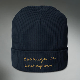 Courage By Jayne | Organic Ribbed Beanie - Dark Yarn