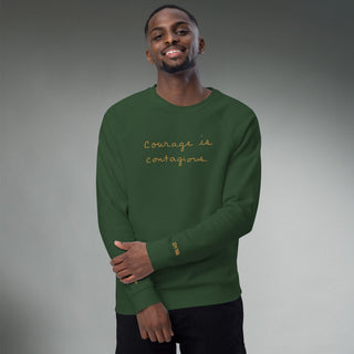 Courage by Jayne | Organic Raglan Crew Sweatshirt Unisex - Dark Yarn