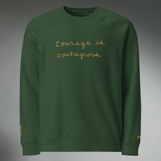 Courage by Jayne | Organic Raglan Crew Sweatshirt Unisex - Dark Yarn