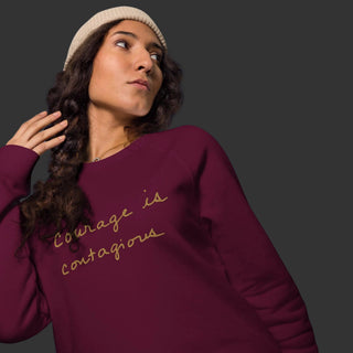 Courage by Jayne | Organic Raglan Crew Sweatshirt Unisex - Dark Yarn
