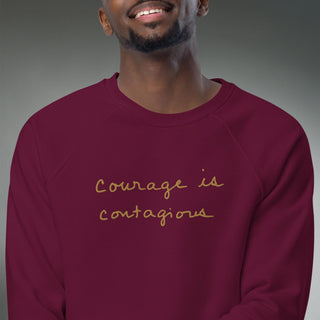 Courage by Jayne | Organic Raglan Crew Sweatshirt Unisex - Dark Yarn