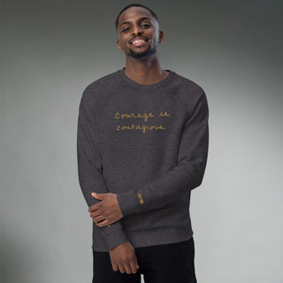 Courage by Jayne | Organic Raglan Crew Sweatshirt Unisex - Dark Yarn