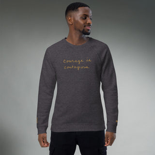 Courage by Jayne | Organic Raglan Crew Sweatshirt Unisex - Dark Yarn