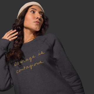 Courage by Jayne | Organic Raglan Crew Sweatshirt Unisex - Dark Yarn