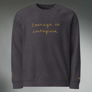 Courage by Jayne | Organic Raglan Crew Sweatshirt Unisex - Dark Yarn