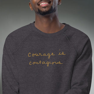 Courage by Jayne | Organic Raglan Crew Sweatshirt Unisex - Dark Yarn