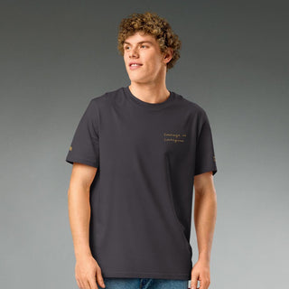 Courage by Jayne | Organic Ribbed Neck T-Shirt Unisex - Dark Yarn