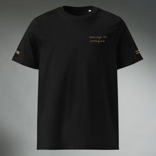 Courage by Jayne | Organic Ribbed Neck T-Shirt Unisex - Dark Yarn